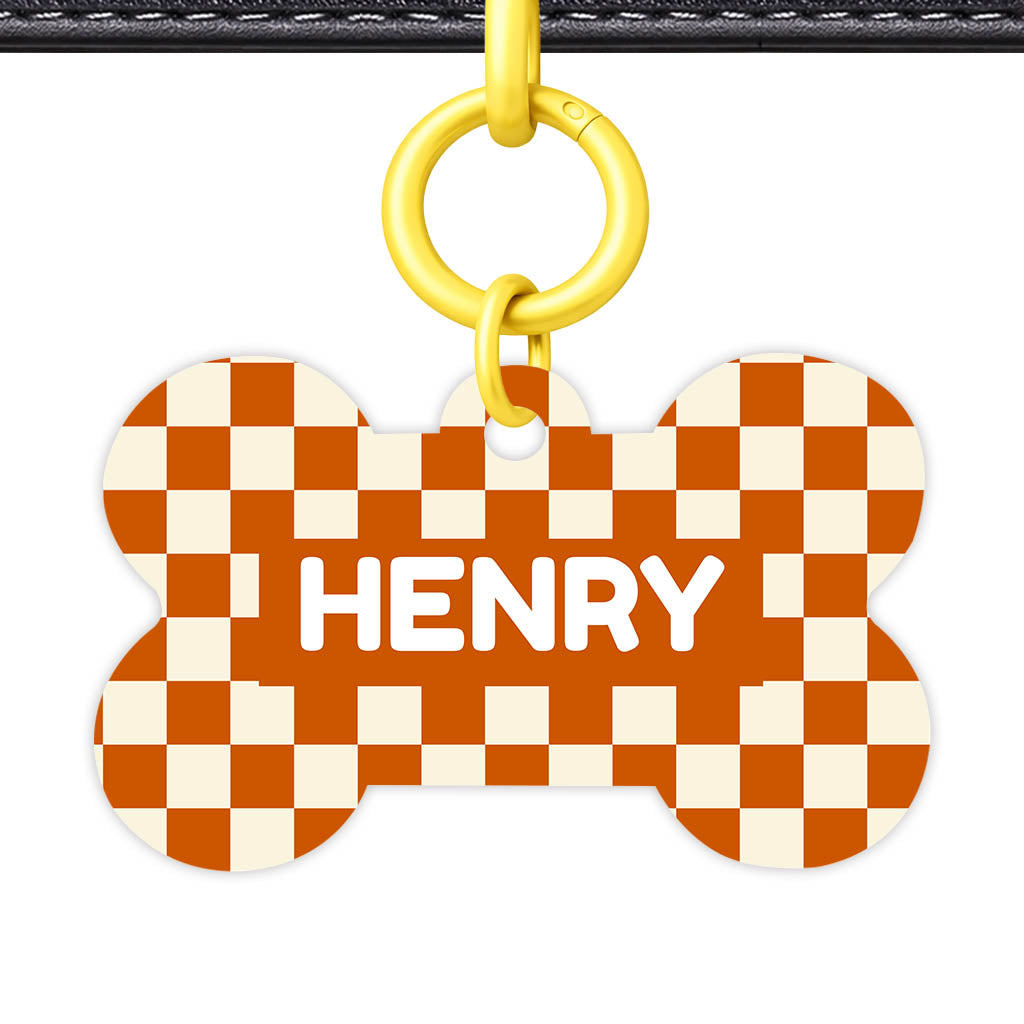 Orange Checker Classic Pet ID Tag (Dog Tag & Cat Tag)
