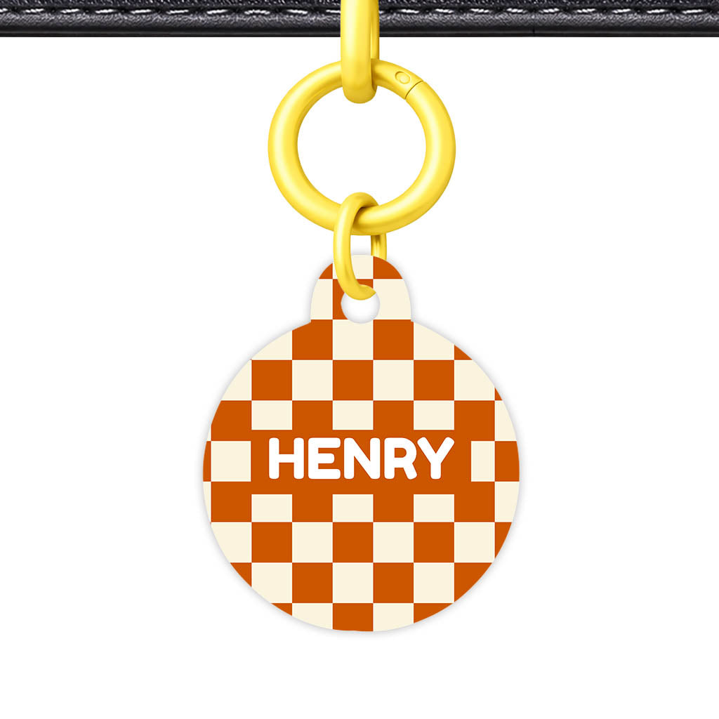 Orange Checker Classic Pet ID Tag (Dog Tag & Cat Tag)
