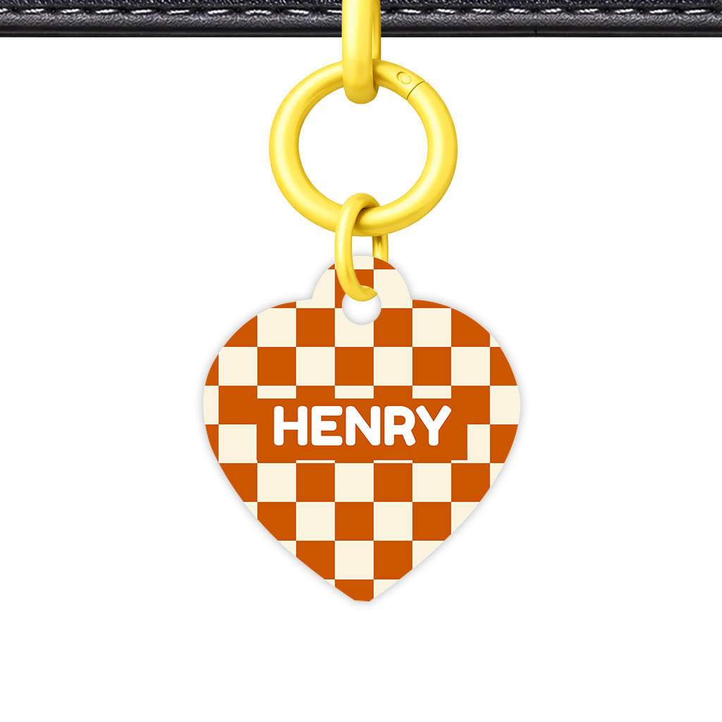 Orange Checker Classic Pet ID Tag (Dog Tag & Cat Tag)