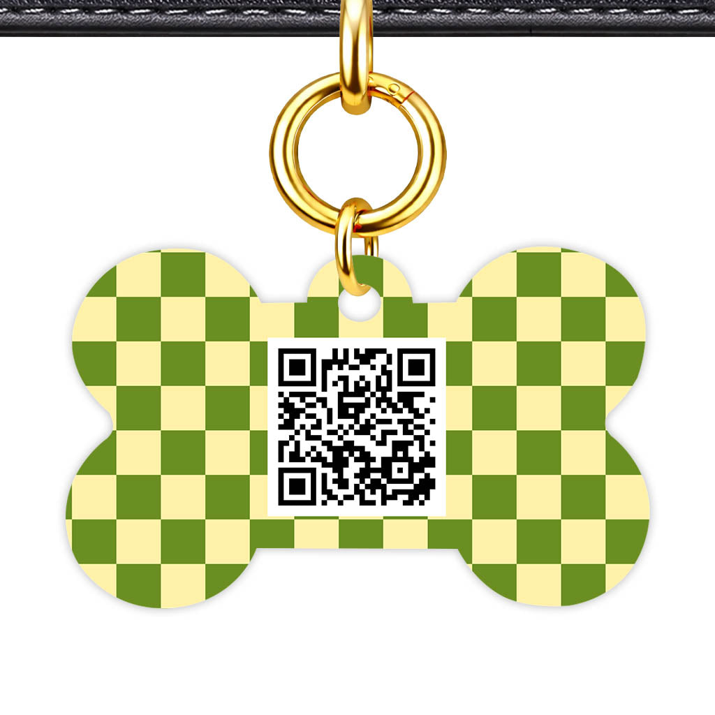 Playful Checkers QR Smart Pet Id Tag Tag (Dog Tag & Cat Tag)