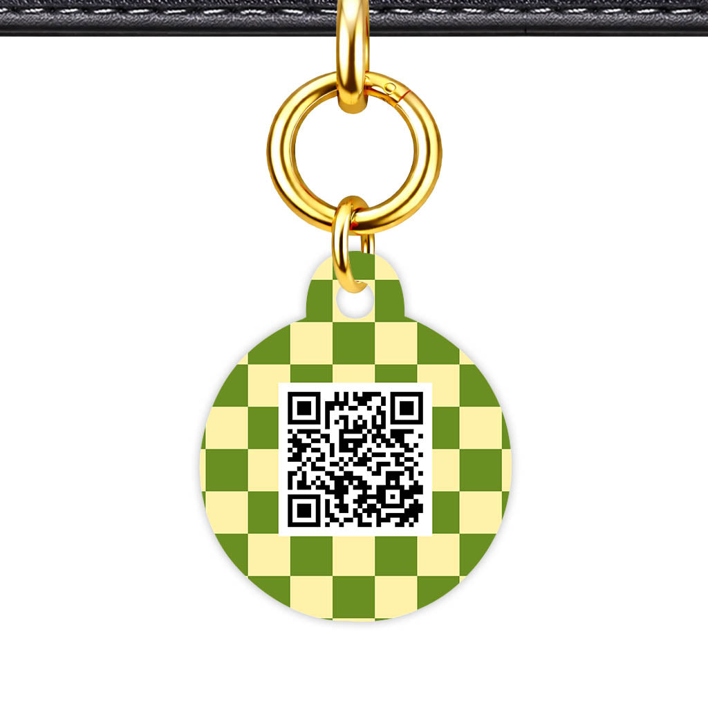 Playful Checkers QR Smart Pet Id Tag Tag (Dog Tag & Cat Tag)