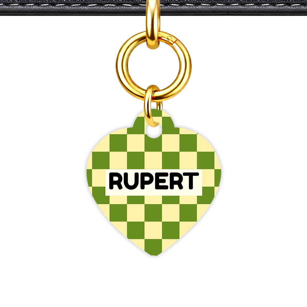 Patterns Dog Tag Gold QR Smart Vol 13 | 5 Designs | Heart Bone Circle | Pet ID Tag - Qr Smart Id Unique Playful Checkers Qr Smart Pet Id Dog Tag And Cat Tag Pattern 0079