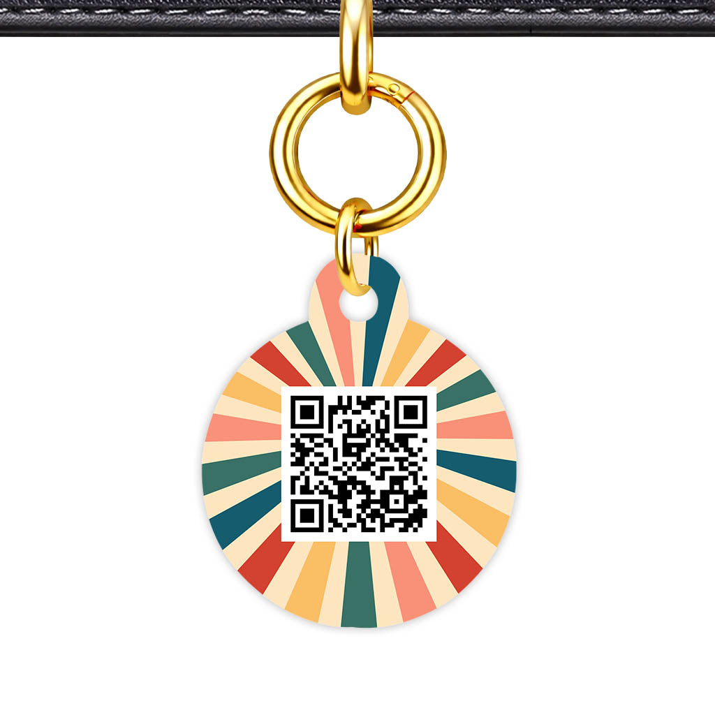 Retro Sunburst QR Smart Pet Id Tag Tag (Dog Tag & Cat Tag)