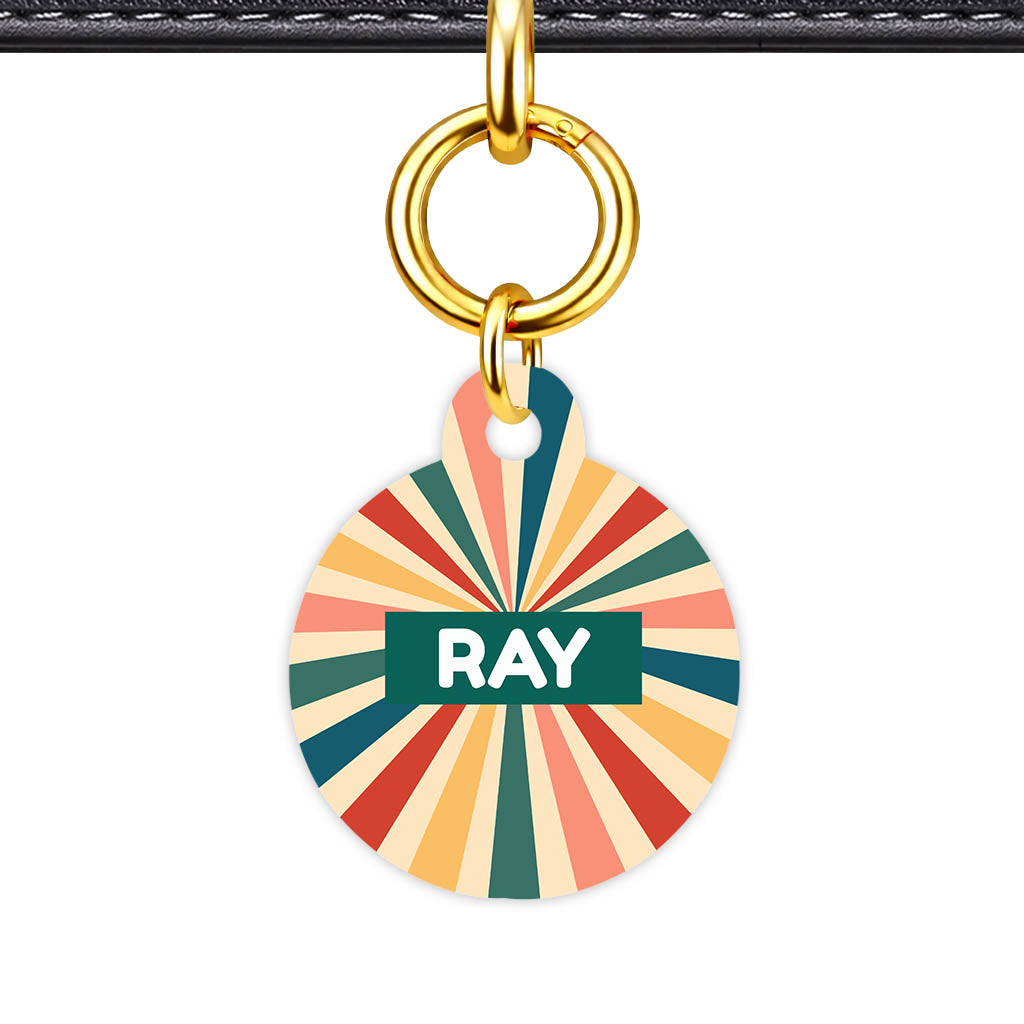 Retro Sunburst QR Smart Pet Id Tag Tag (Dog Tag & Cat Tag)