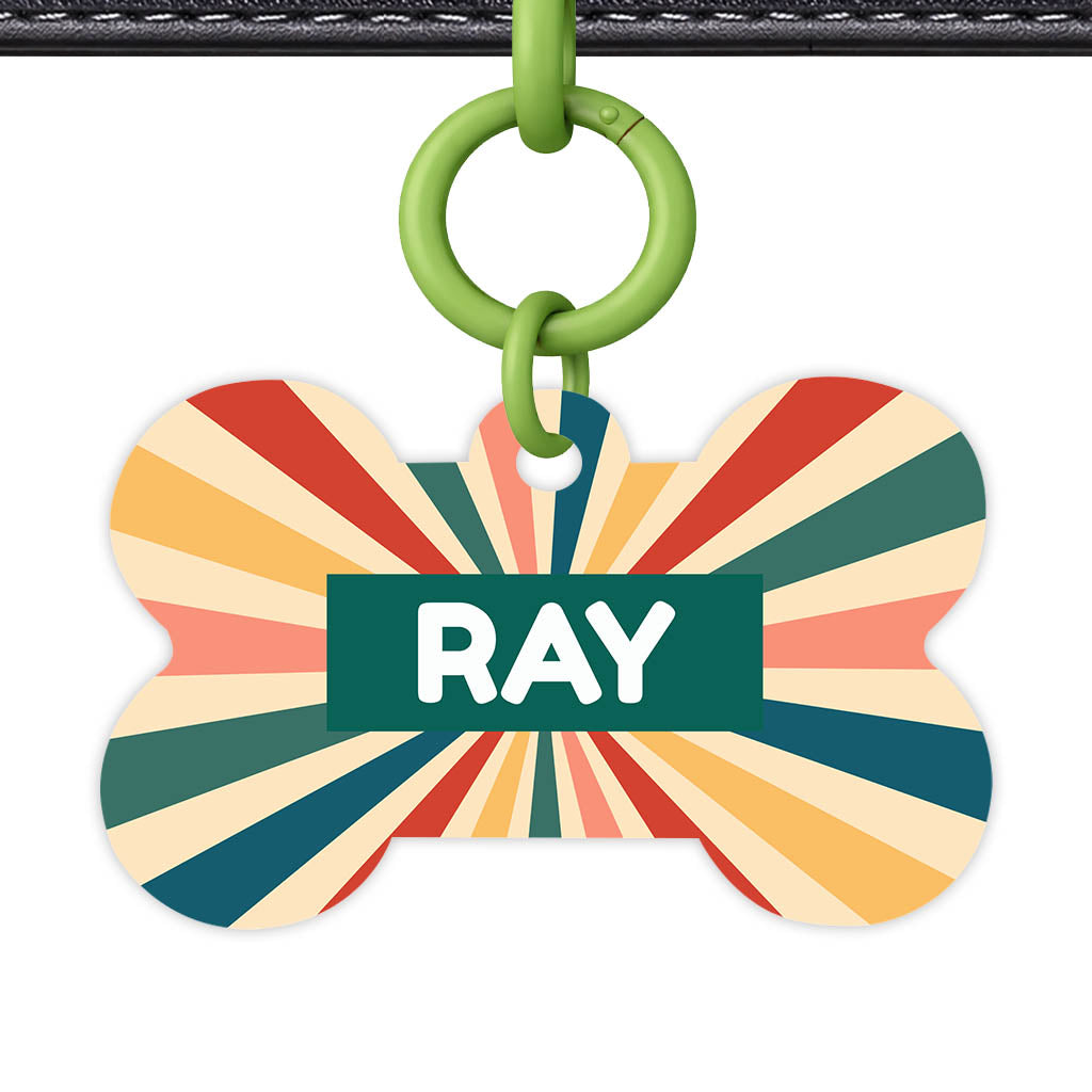 Retro Sunburst QR Smart Pet Id Tag Tag (Dog Tag & Cat Tag)