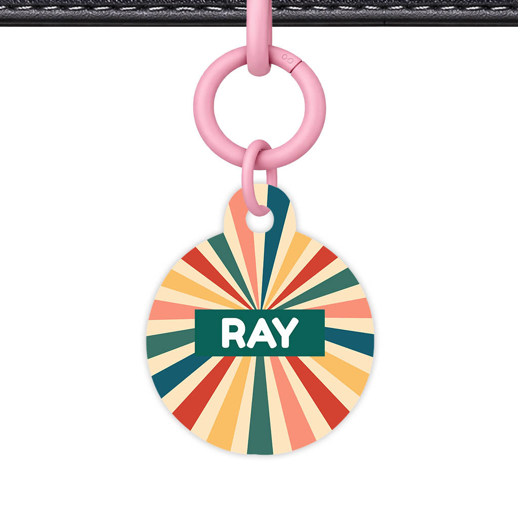 Retro Sunburst QR Smart Pet Id Tag Tag (Dog Tag & Cat Tag)