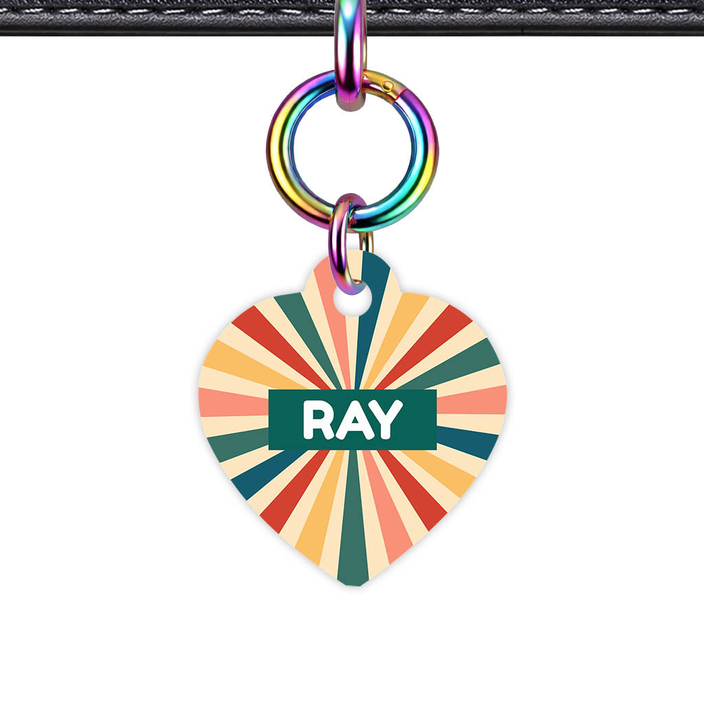 Retro Sunburst QR Smart Pet Id Tag Tag (Dog Tag & Cat Tag)
