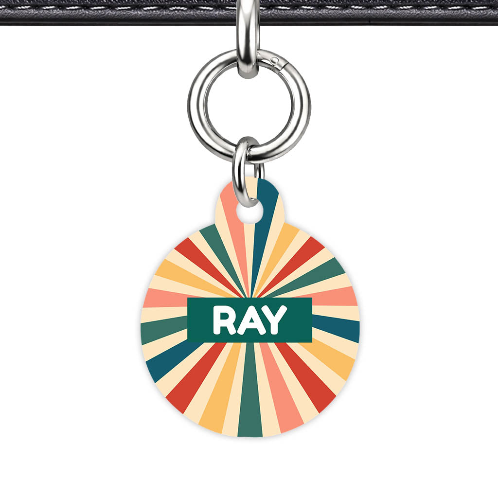 Retro Sunburst QR Smart Pet Id Tag Tag (Dog Tag & Cat Tag)