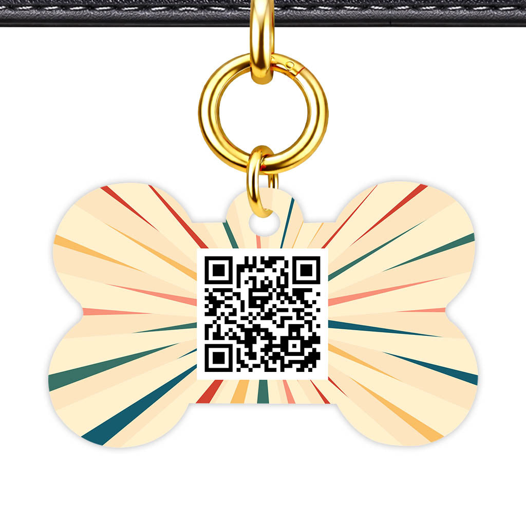 Vintage Sunburst QR Smart Pet Id Tag Tag (Dog Tag & Cat Tag)