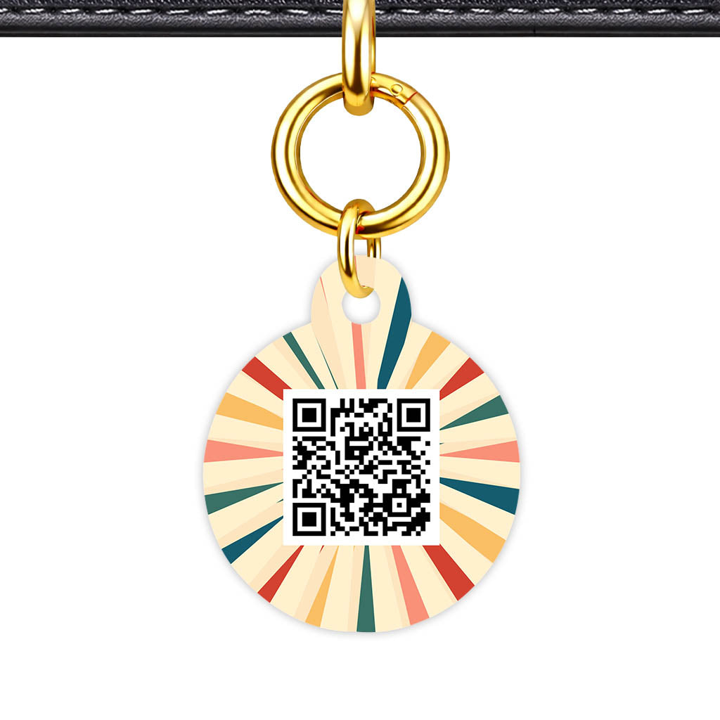 Vintage Sunburst QR Smart Pet Id Tag Tag (Dog Tag & Cat Tag)
