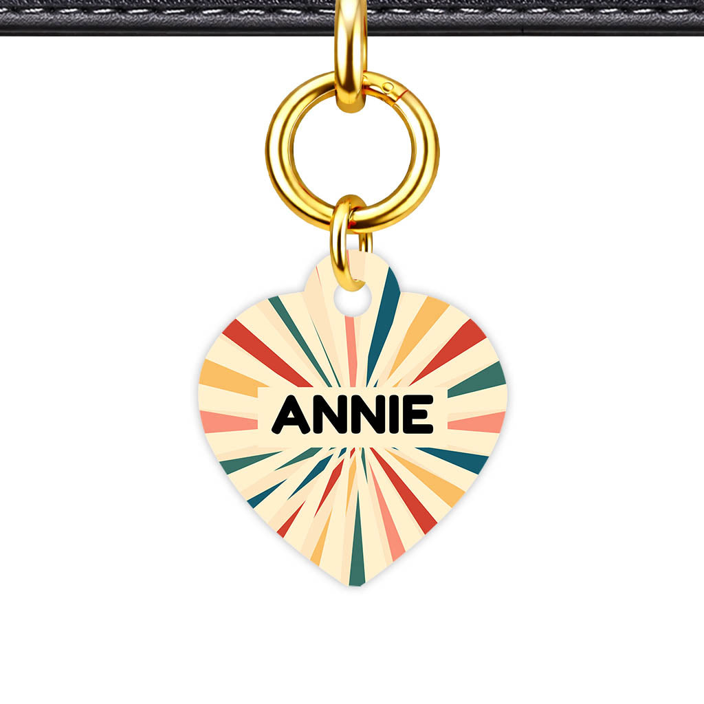 Retro Dog Tag Gold Classic Vol 4 | 4 Designs | Heart Bone Circle | Pet ID Tag - Classic Id Unique Vintage Sunburst Classic Pet Id Dog Tag And Cat Tag Pattern 0081