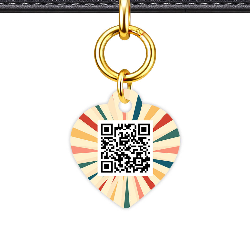 Vintage Sunburst QR Smart Pet Id Tag Tag (Dog Tag & Cat Tag)