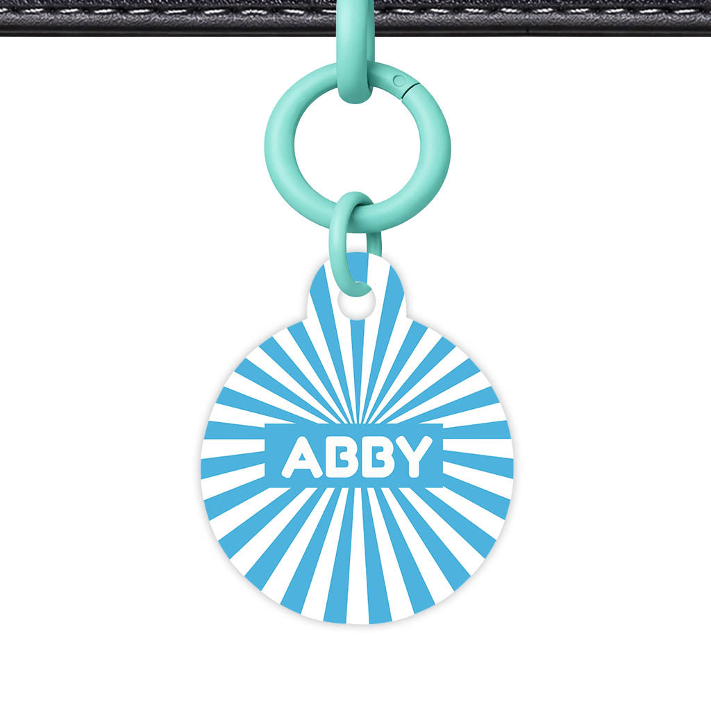 Blue Sunburst QR Smart Pet Id Tag Tag (Dog Tag & Cat Tag)