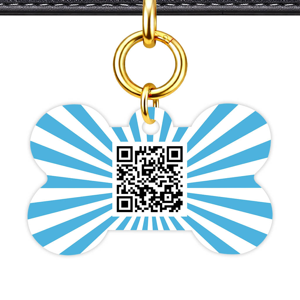 Blue Sunburst QR Smart Pet Id Tag Tag (Dog Tag & Cat Tag)