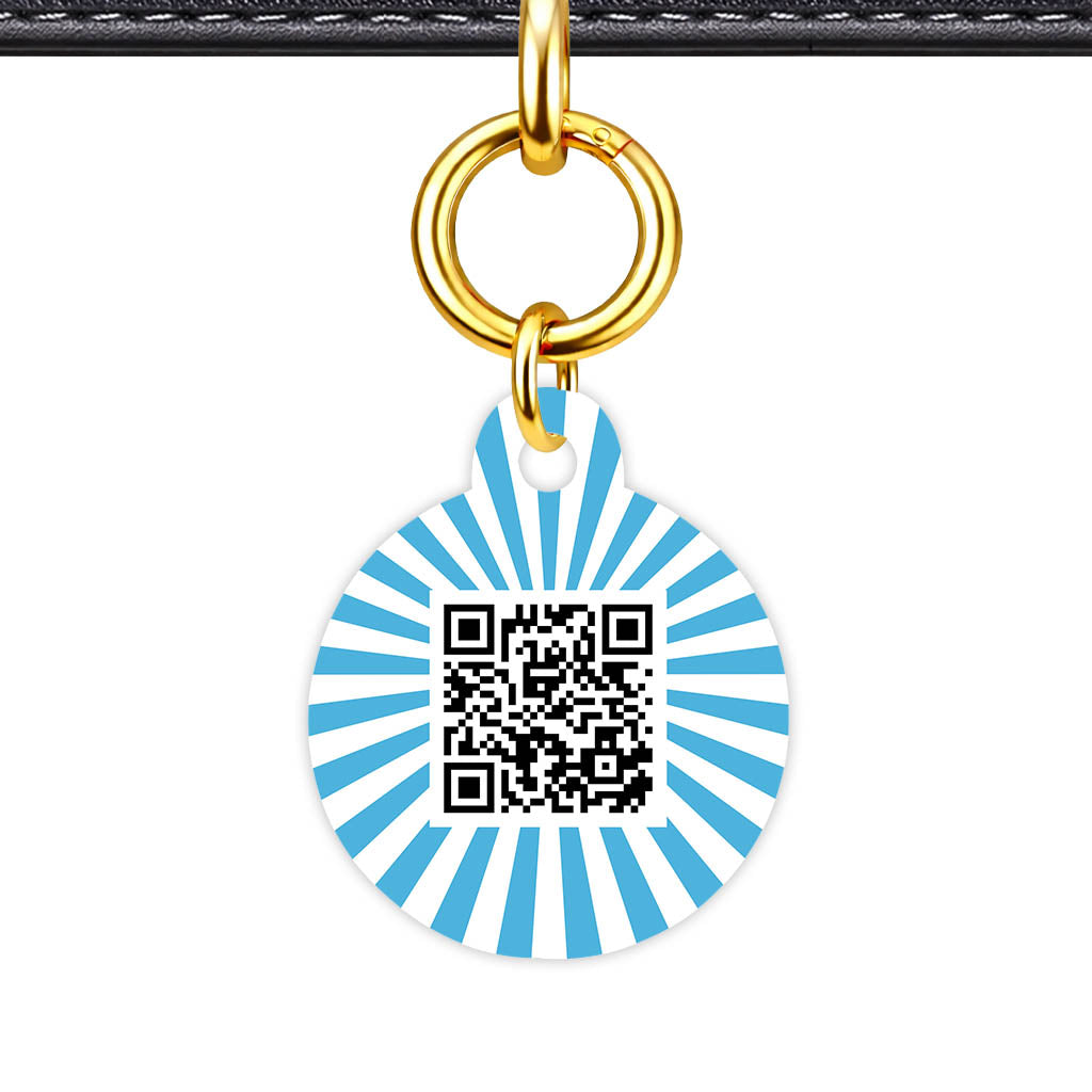 Blue Sunburst QR Smart Pet Id Tag Tag (Dog Tag & Cat Tag)
