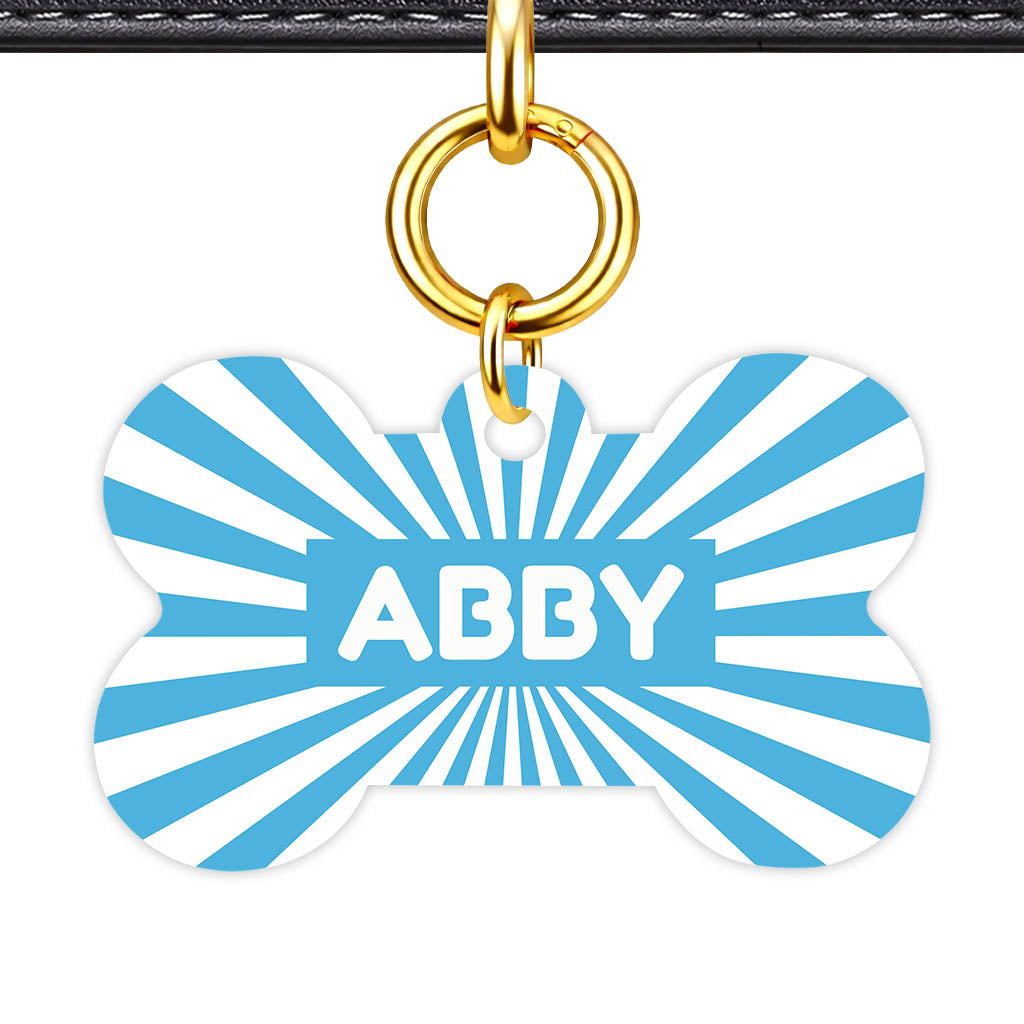 Blue Sunburst QR Smart Pet Id Tag Tag (Dog Tag & Cat Tag)
