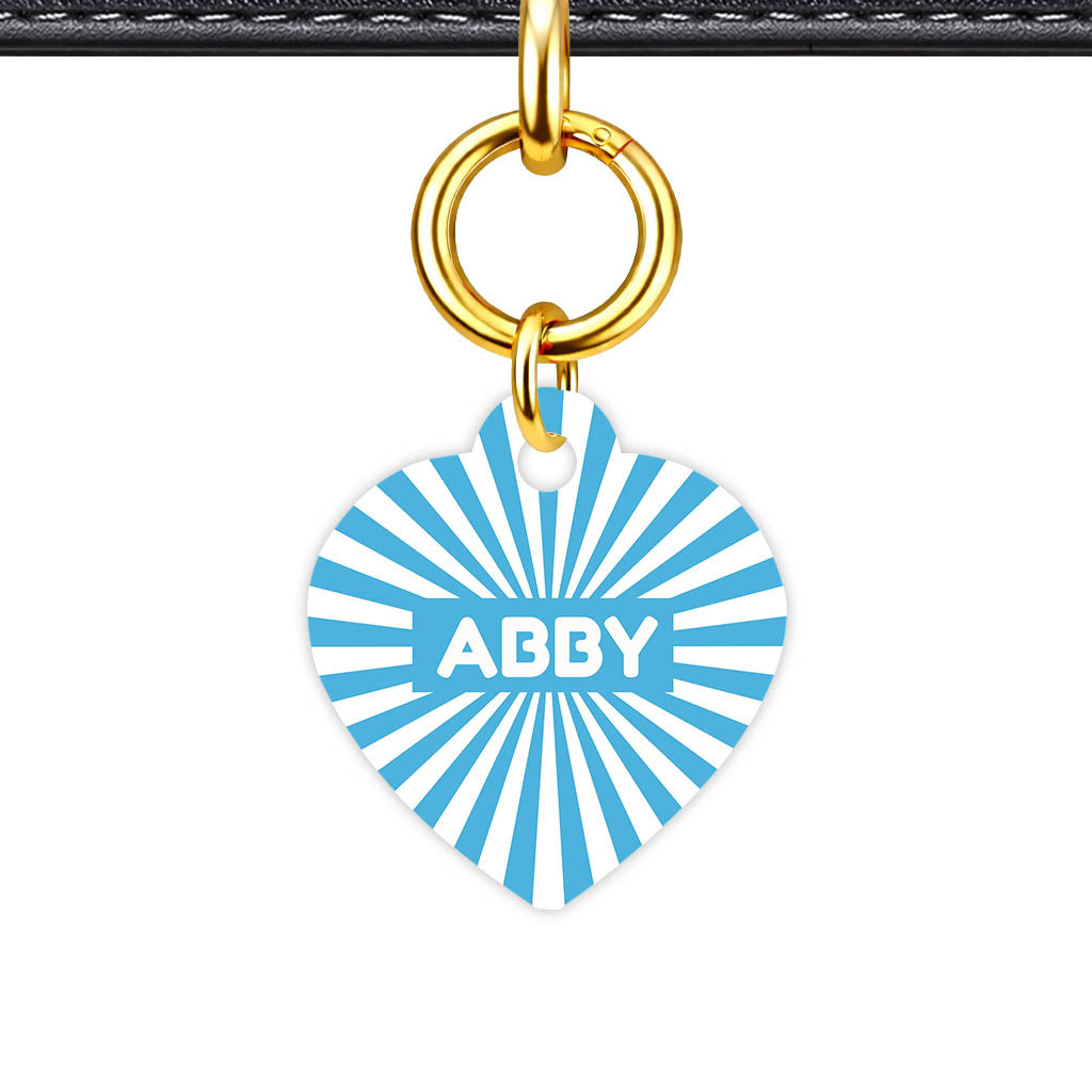 Patterns Dog Tag Gold QR Smart Vol 2 | 5 Designs | Heart Bone Circle | Pet ID Tag - Qr Smart Id Unique Blue Sunburst Qr Smart Pet Id Dog Tag And Cat Tag Pattern 0082