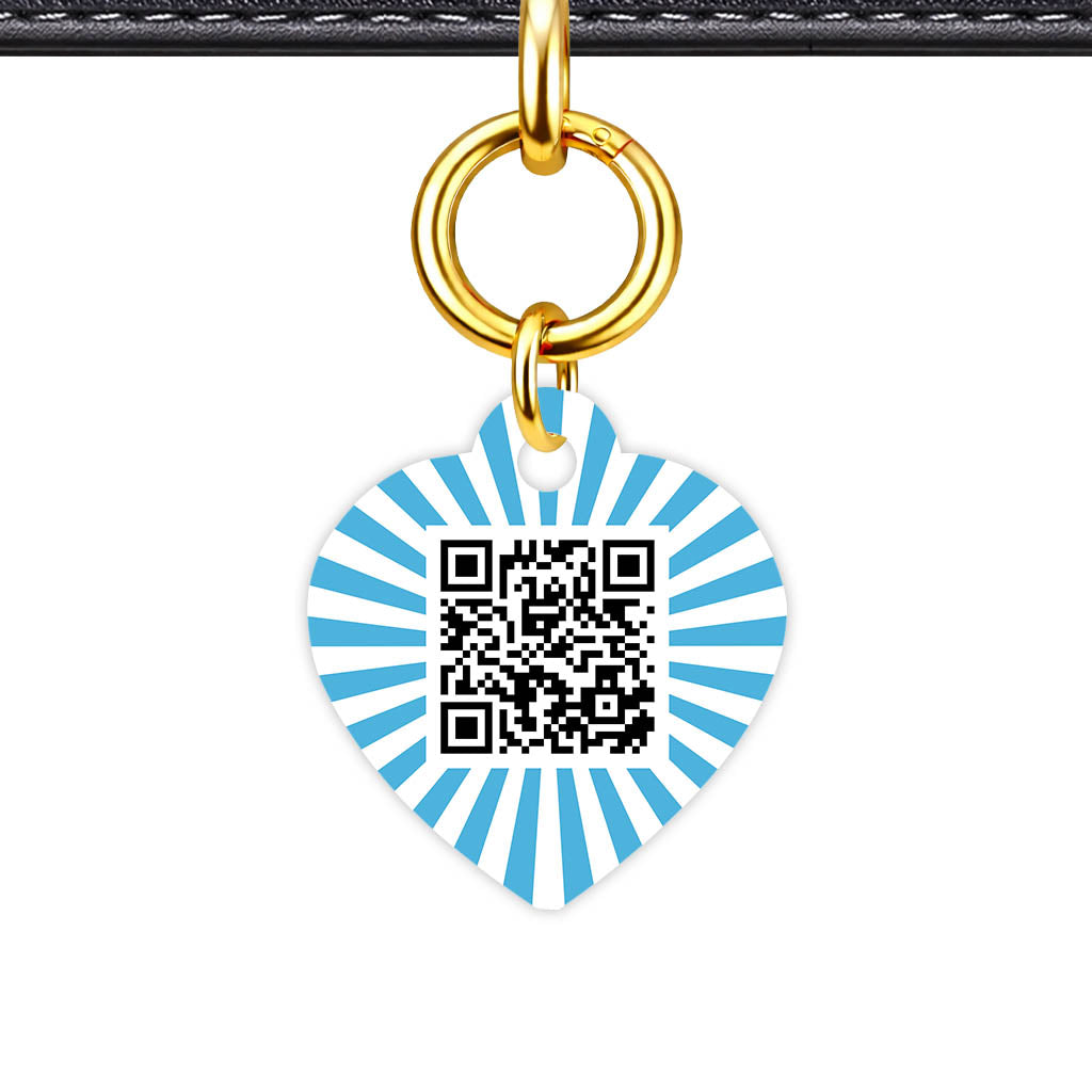 Blue Sunburst QR Smart Pet Id Tag Tag (Dog Tag & Cat Tag)