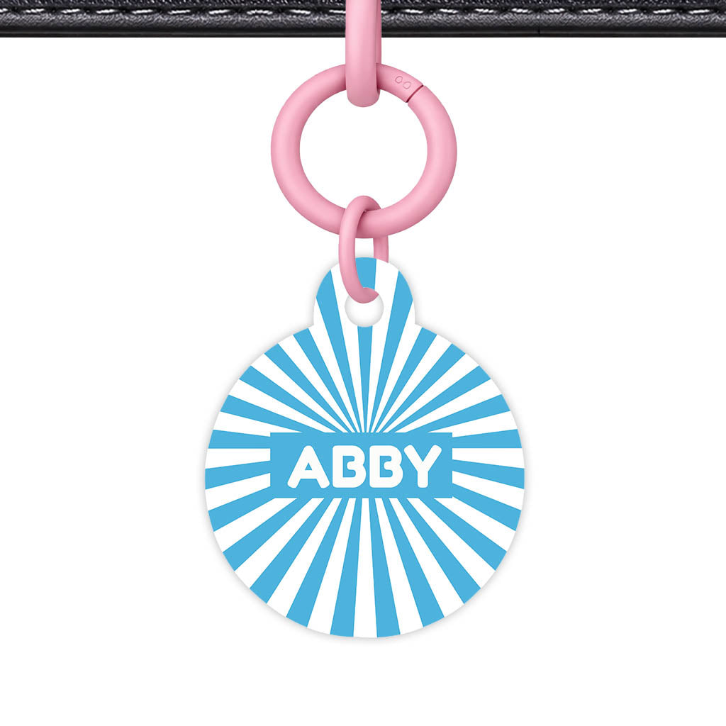Blue Sunburst QR Smart Pet Id Tag Tag (Dog Tag & Cat Tag)