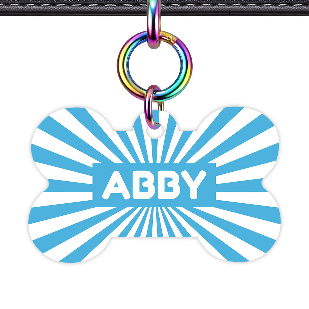 Blue Sunburst QR Smart Pet Id Tag Tag (Dog Tag & Cat Tag)