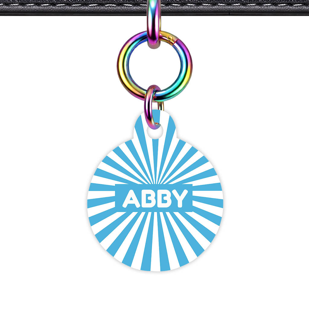Blue Sunburst QR Smart Pet Id Tag Tag (Dog Tag & Cat Tag)