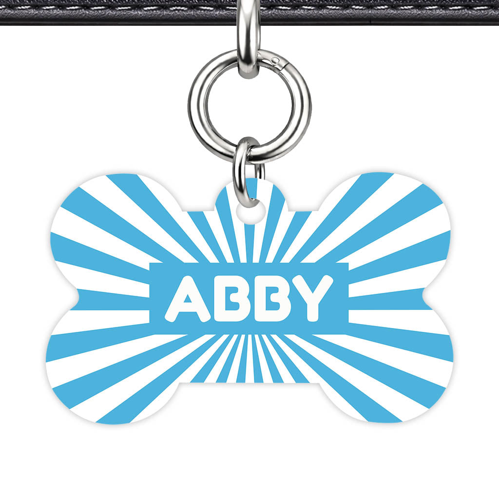 Blue Sunburst QR Smart Pet Id Tag Tag (Dog Tag & Cat Tag)