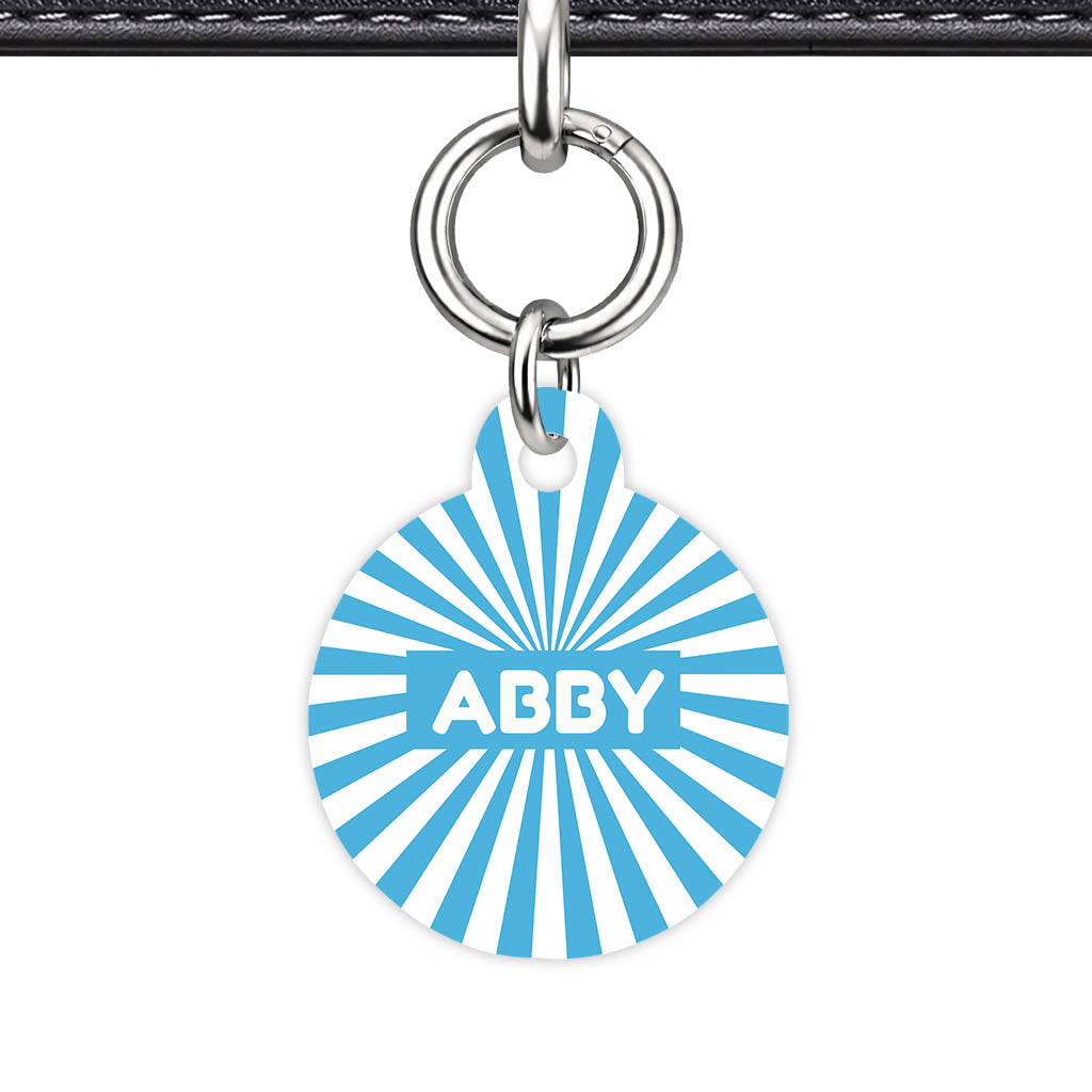 Blue Sunburst QR Smart Pet Id Tag Tag (Dog Tag & Cat Tag)