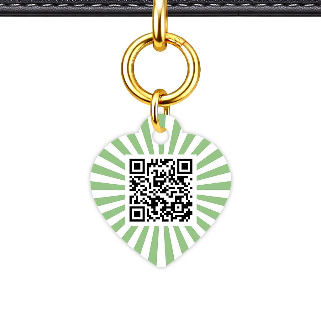 Green Sunburst QR Smart Pet Id Tag Tag (Dog Tag & Cat Tag)