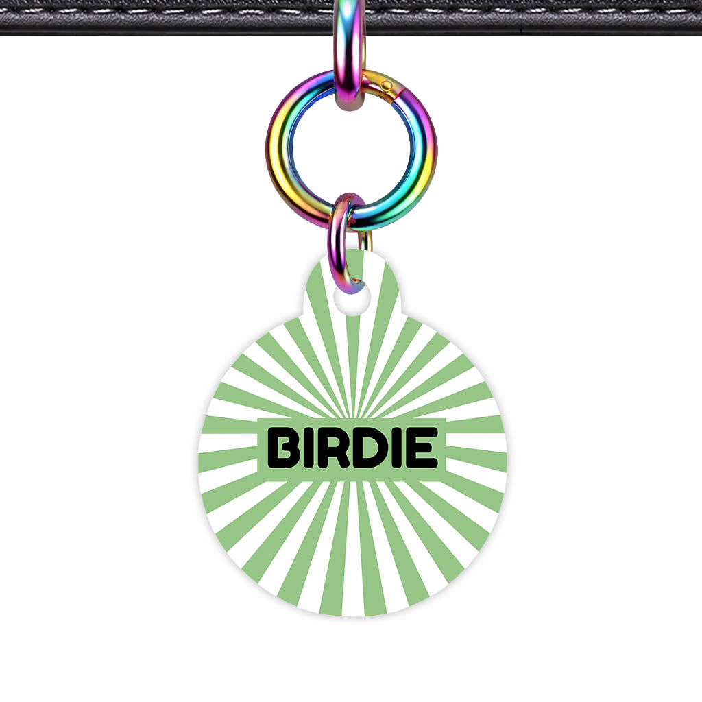 Green Sunburst QR Smart Pet Id Tag Tag (Dog Tag & Cat Tag)