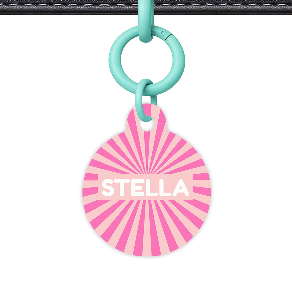 Pink Sunburst QR Smart Pet Id Tag Tag (Dog Tag & Cat Tag)