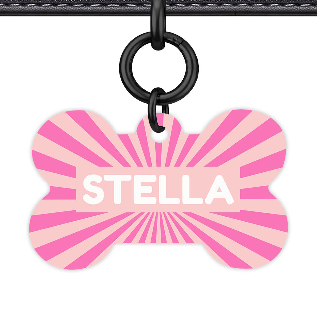 Pink Sunburst QR Smart Pet Id Tag Tag (Dog Tag & Cat Tag)