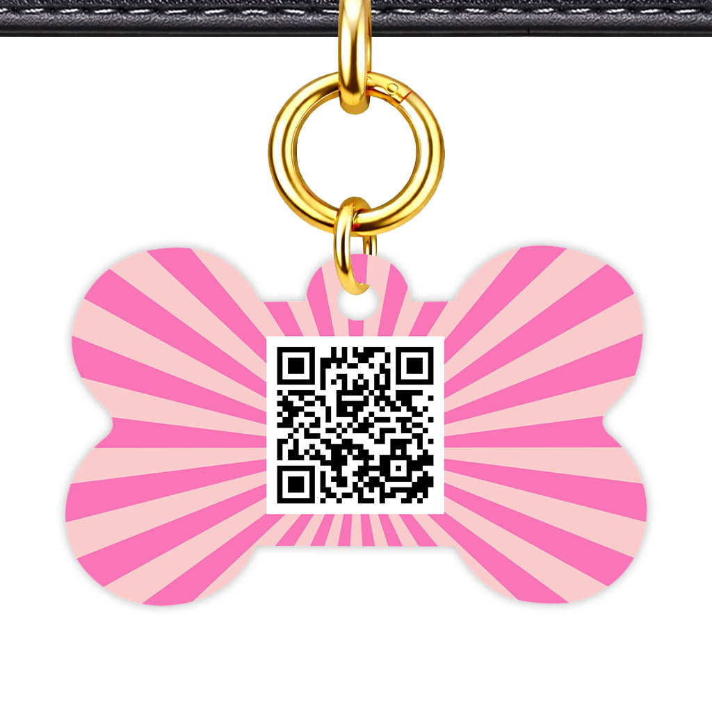 Pink Sunburst QR Smart Pet Id Tag Tag (Dog Tag & Cat Tag)