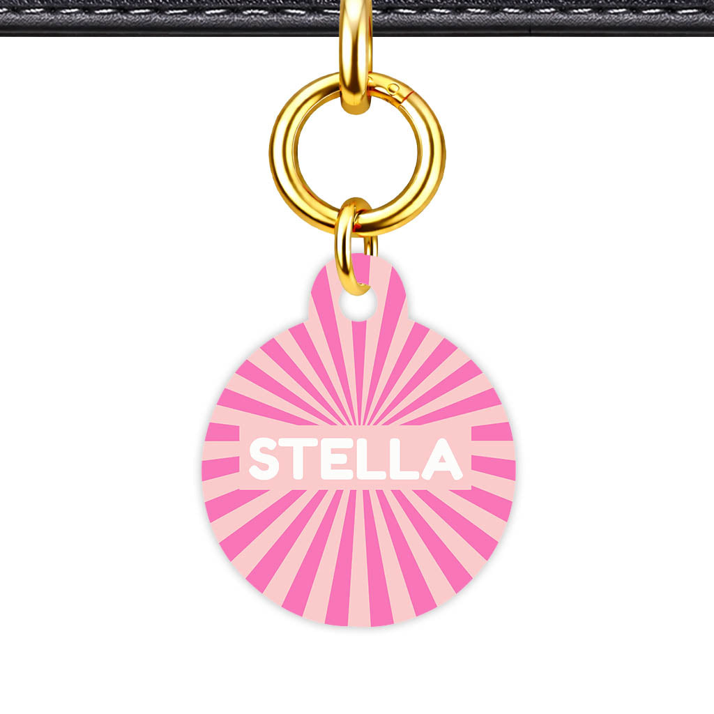 Pink Sunburst QR Smart Pet Id Tag Tag (Dog Tag & Cat Tag)