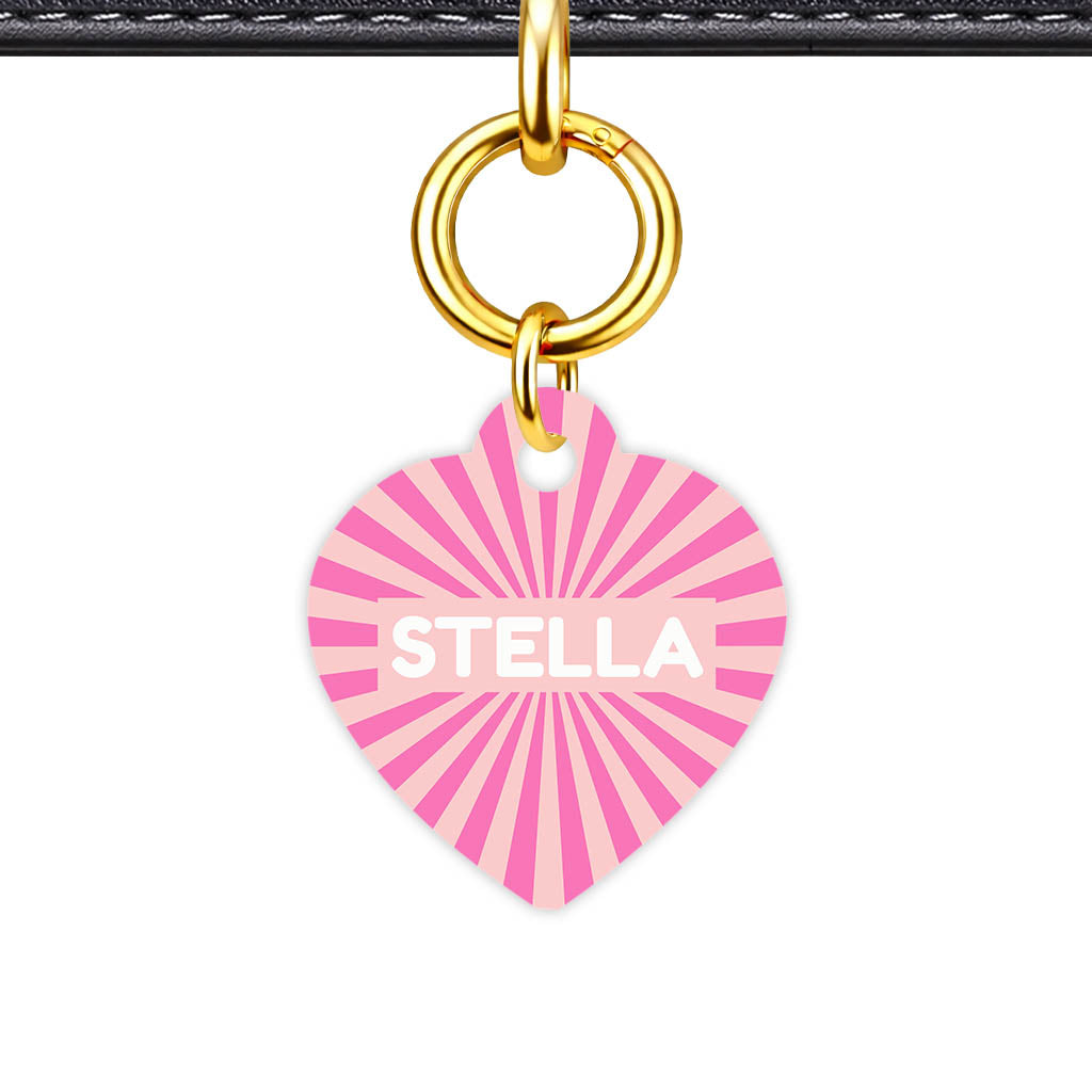 Patterns Dog Tag Gold QR Smart Vol 12 | 5 Designs | Heart Bone Circle | Pet ID Tag - Qr Smart Id Unique Pink Sunburst Qr Smart Pet Id Dog Tag And Cat Tag Pattern 0085