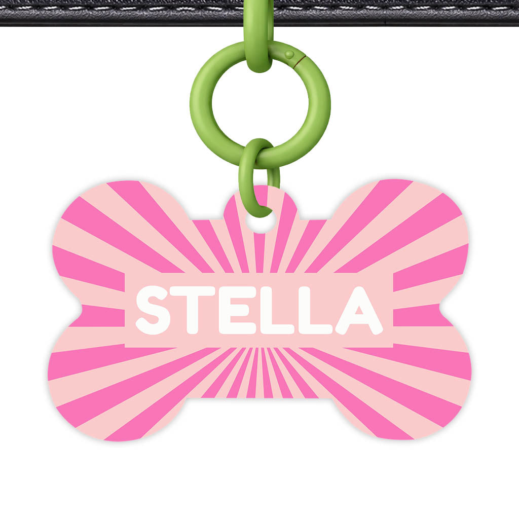 Pink Sunburst QR Smart Pet Id Tag Tag (Dog Tag & Cat Tag)