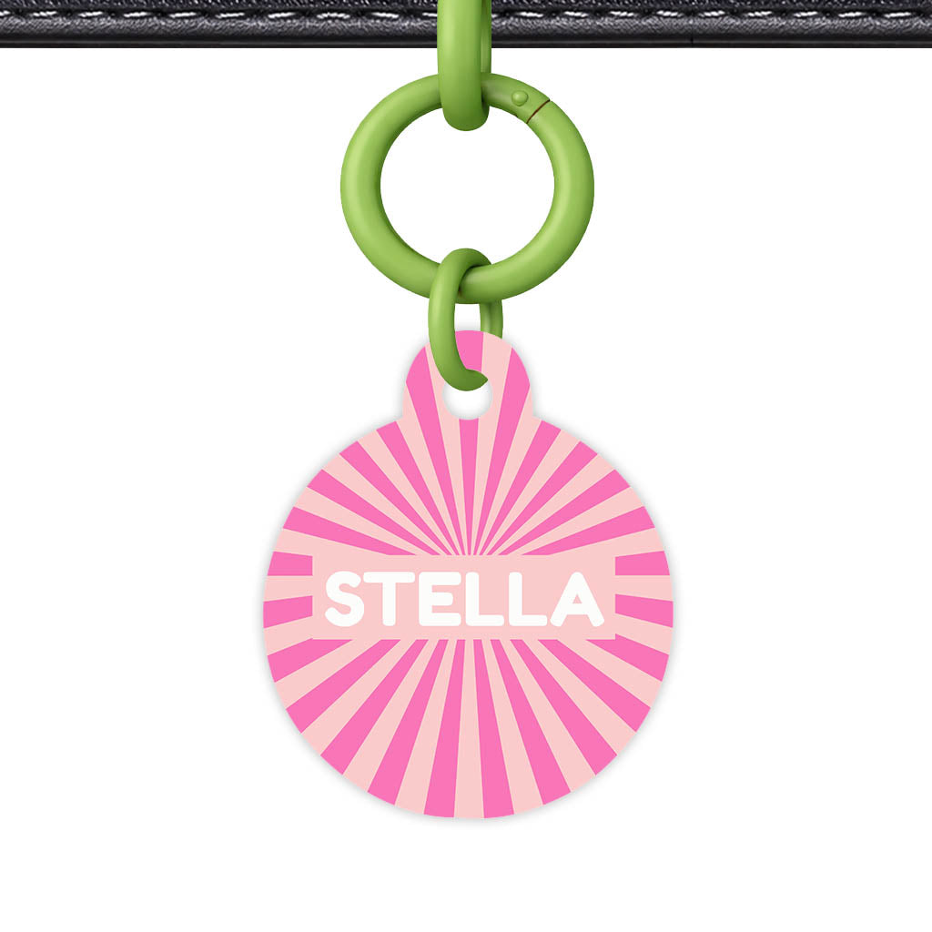 Pink Sunburst QR Smart Pet Id Tag Tag (Dog Tag & Cat Tag)