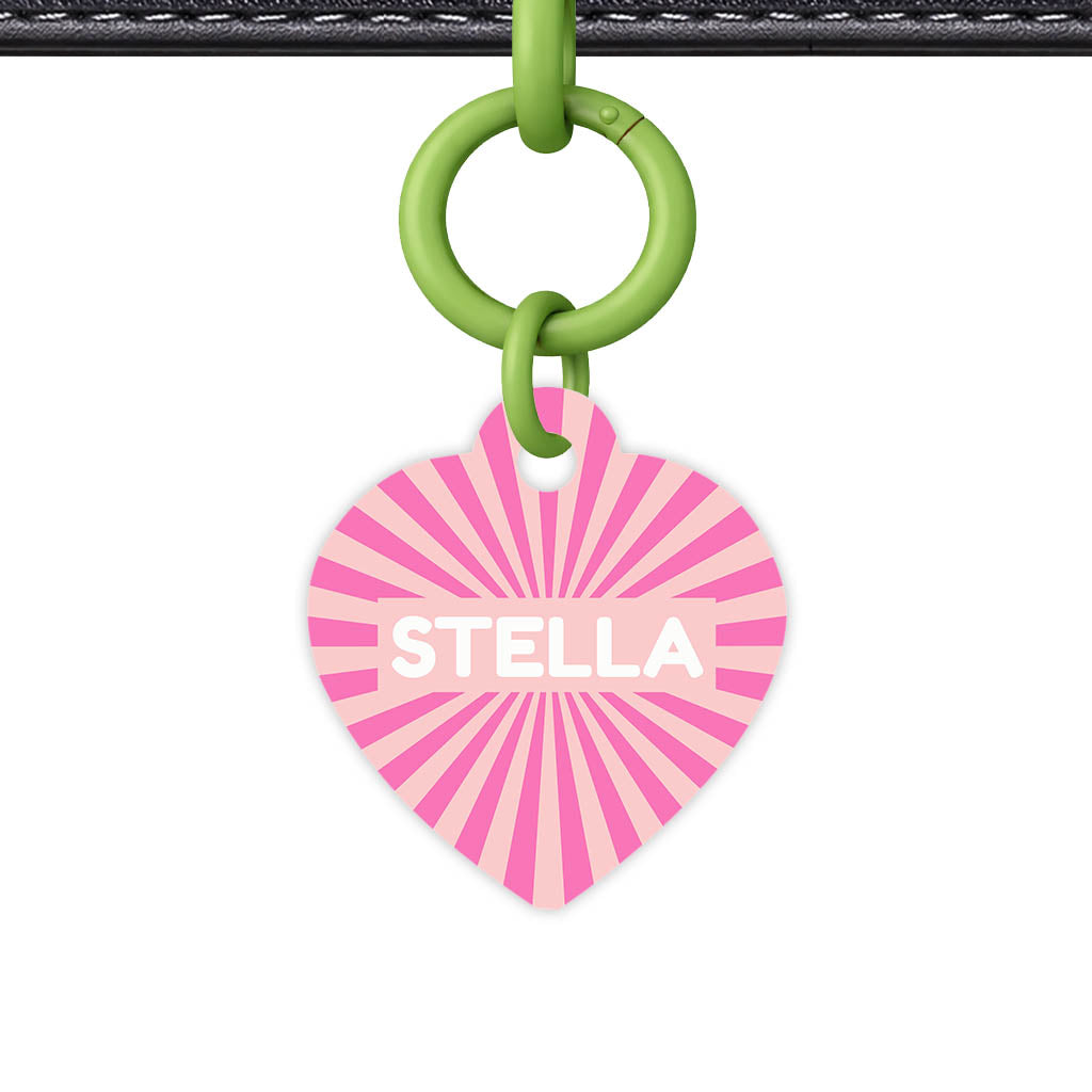 Pink Sunburst QR Smart Pet Id Tag Tag (Dog Tag & Cat Tag)