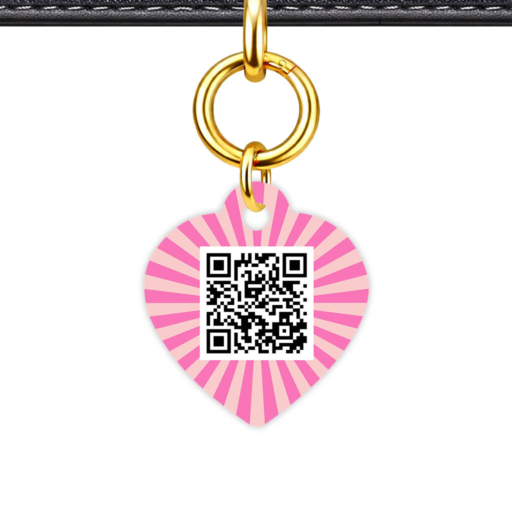 Pink Sunburst QR Smart Pet Id Tag Tag (Dog Tag & Cat Tag)