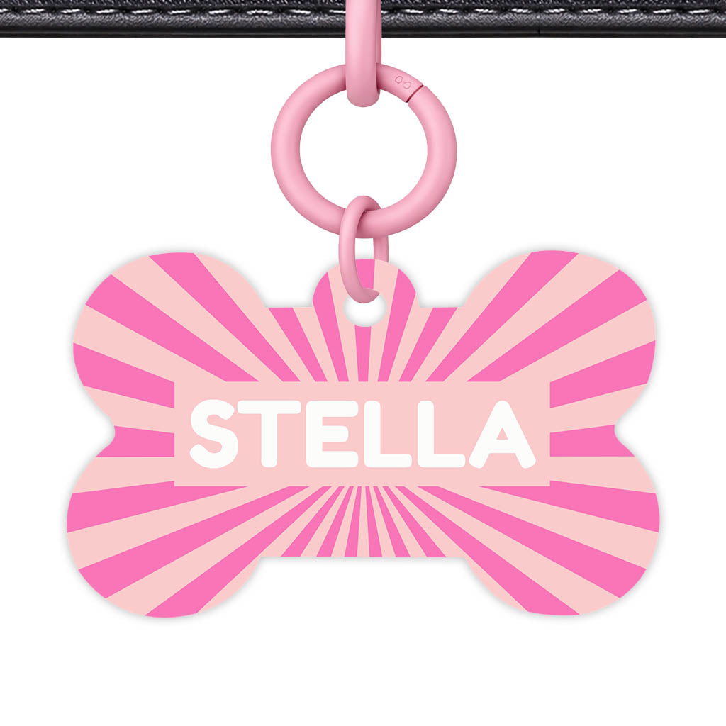 Pink Sunburst QR Smart Pet Id Tag Tag (Dog Tag & Cat Tag)