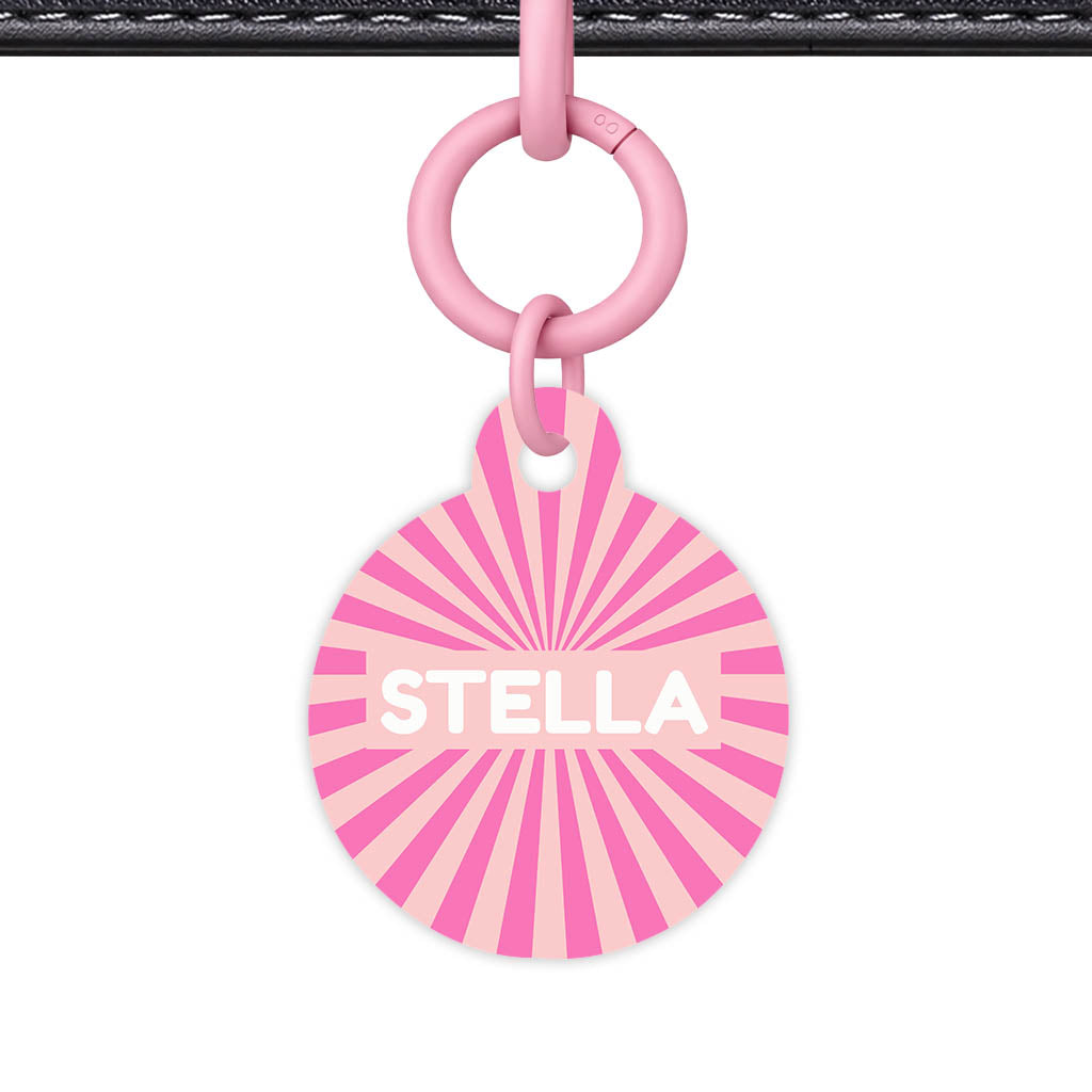 Pink Sunburst QR Smart Pet Id Tag Tag (Dog Tag & Cat Tag)