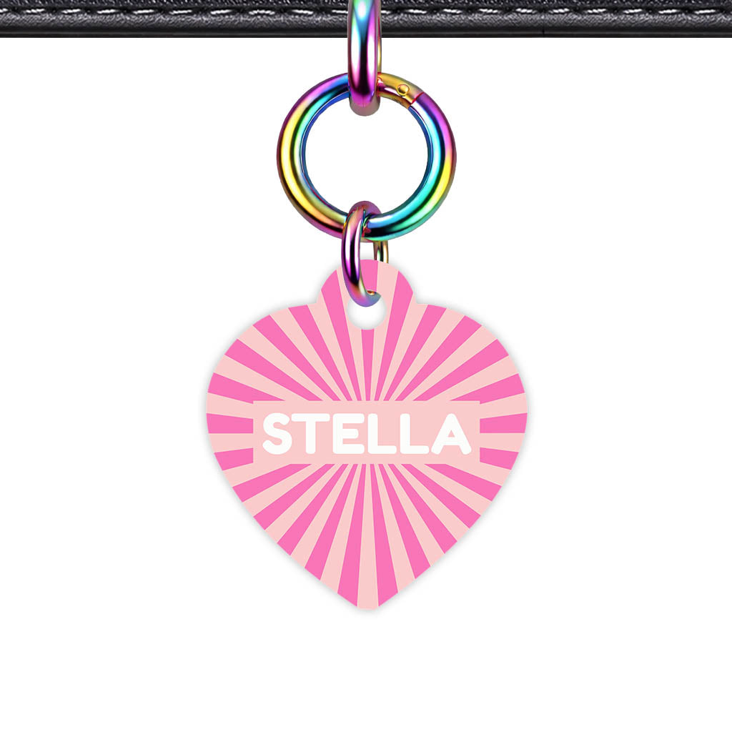 Pink Sunburst QR Smart Pet Id Tag Tag (Dog Tag & Cat Tag)