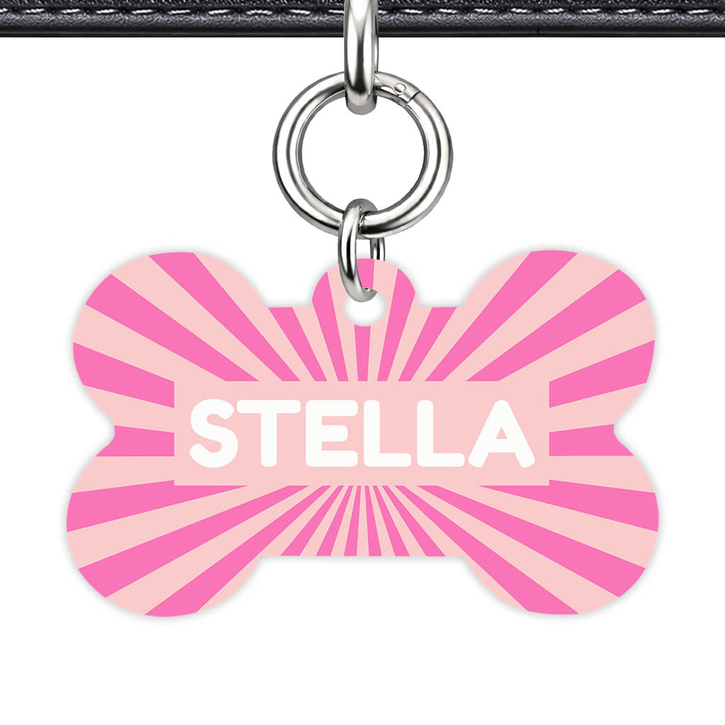 Pink Sunburst QR Smart Pet Id Tag Tag (Dog Tag & Cat Tag)