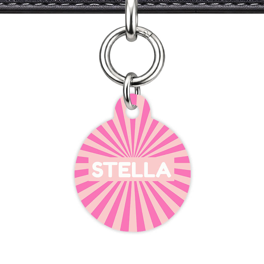 Pink Sunburst QR Smart Pet Id Tag Tag (Dog Tag & Cat Tag)