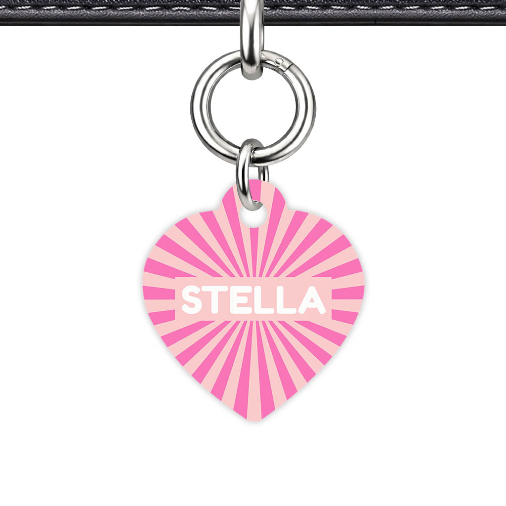 Pink Sunburst QR Smart Pet Id Tag Tag (Dog Tag & Cat Tag)