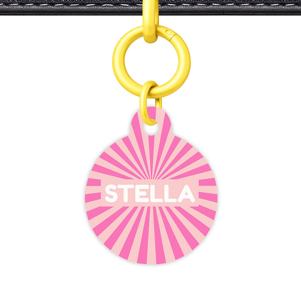Pink Sunburst QR Smart Pet Id Tag Tag (Dog Tag & Cat Tag)