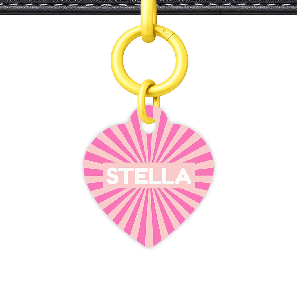 Pink Sunburst QR Smart Pet Id Tag Tag (Dog Tag & Cat Tag)