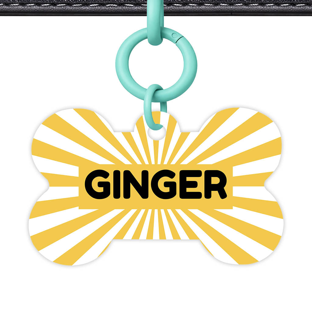 Yellow Sunburst QR Smart Pet Id Tag Tag (Dog Tag & Cat Tag)