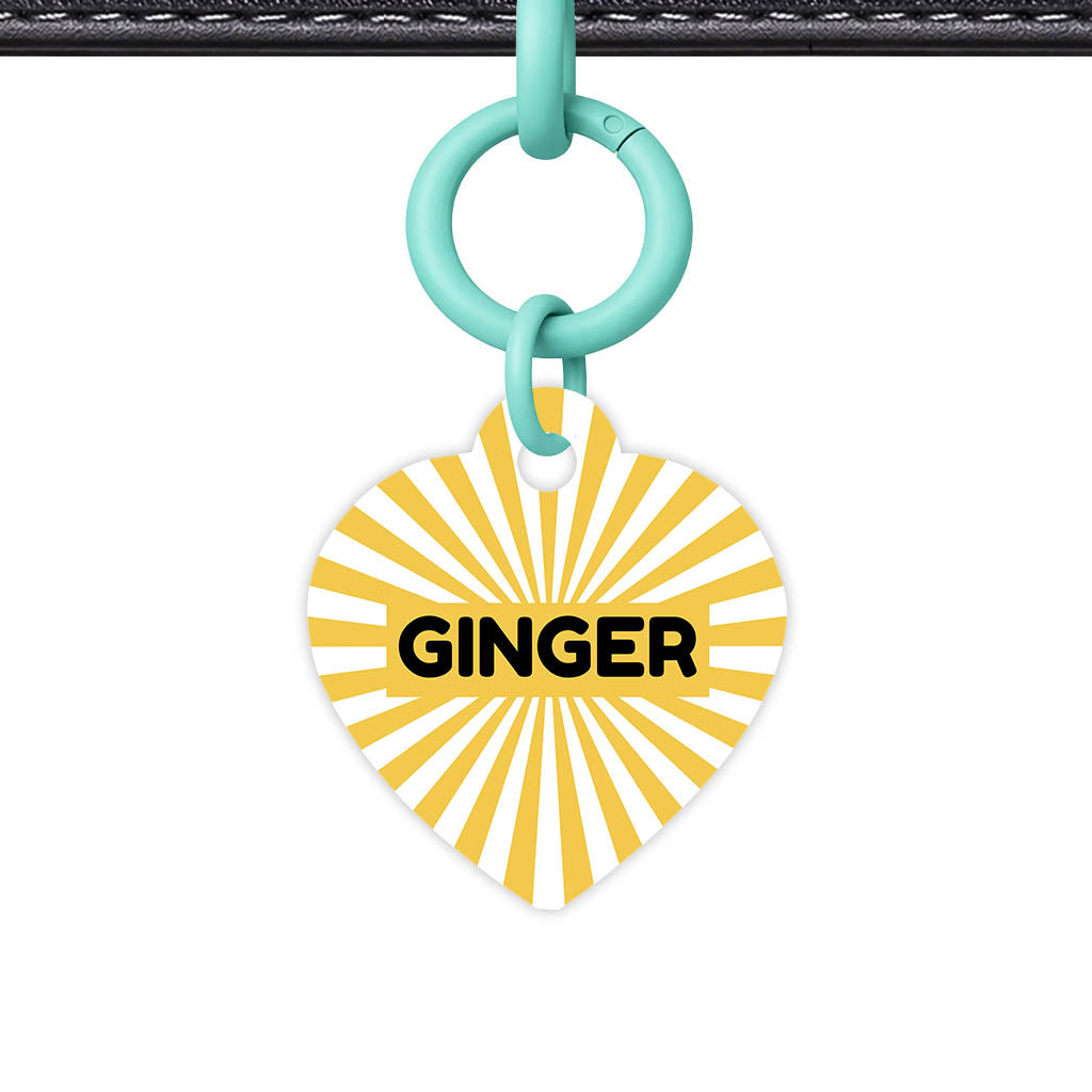 Yellow Sunburst QR Smart Pet Id Tag Tag (Dog Tag & Cat Tag)