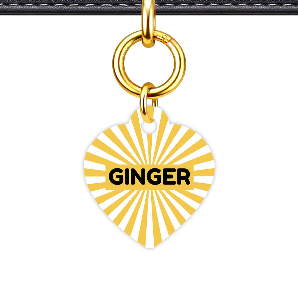 Patterns Dog Tag Gold QR Smart Vol 17 | 3 Designs | Heart Bone Circle | Pet ID Tag - Qr Smart Id Unique Yellow Sunburst Qr Smart Pet Id Dog Tag And Cat Tag Pattern 0087