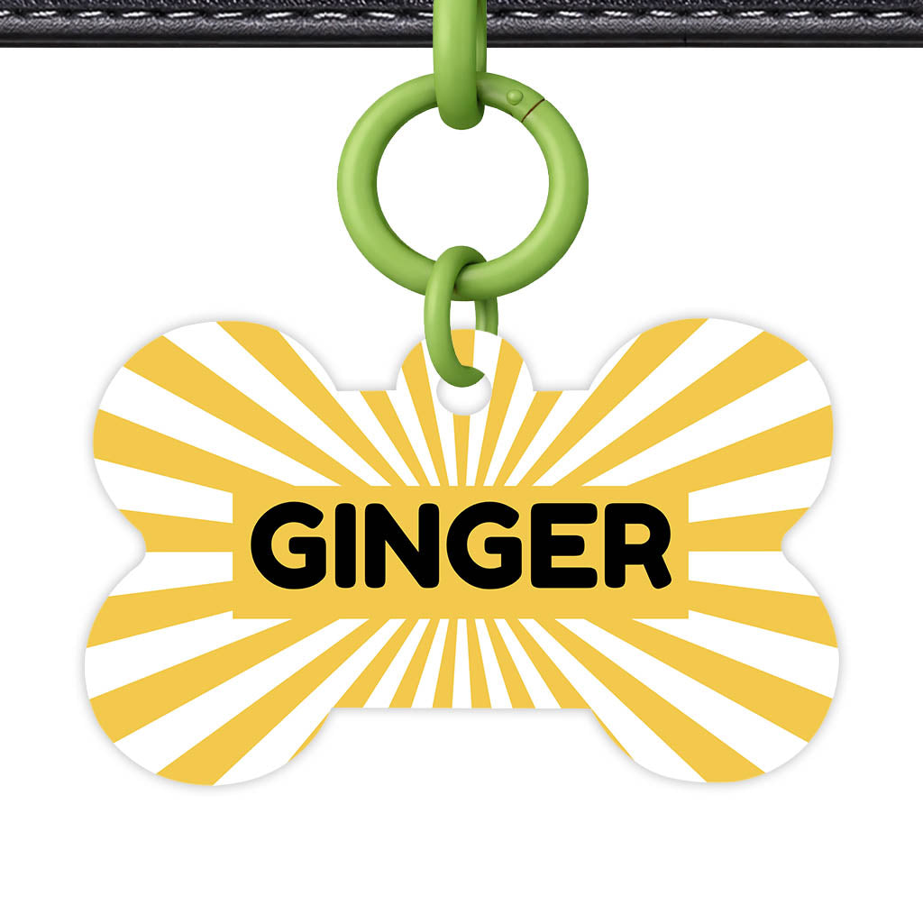 Yellow Sunburst QR Smart Pet Id Tag Tag (Dog Tag & Cat Tag)